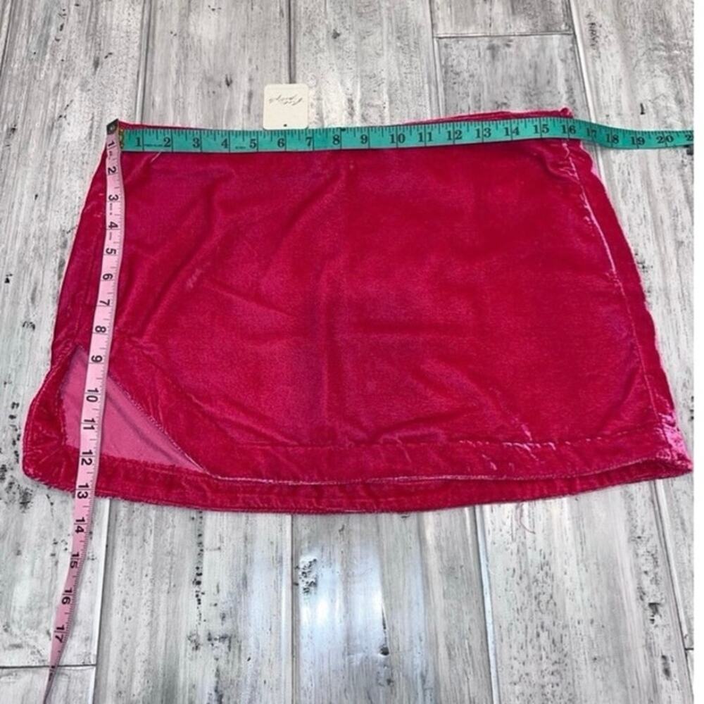 Free People NWT Hot Pink Fuchsia Velvet Mini Skirt Birthday Girl Y2K Barbiecore - Picture 11 of 12